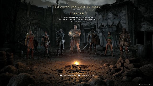 Selección de personajes Diablo II Resurrected